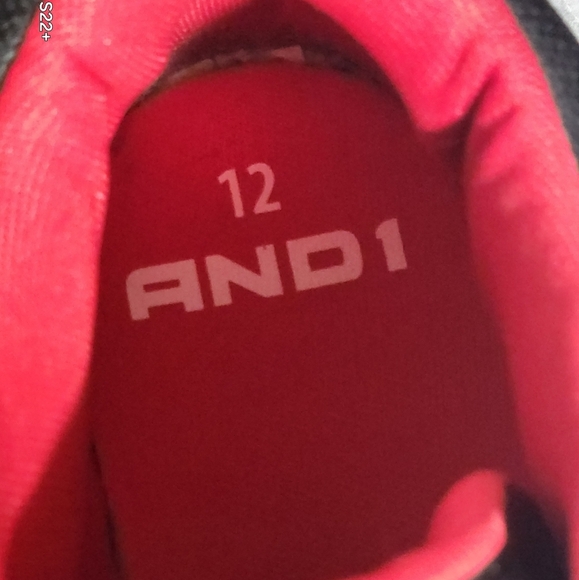 AND1 Size 12 MEN'SBLACK and Red Sneakers - Picture 6 of 7